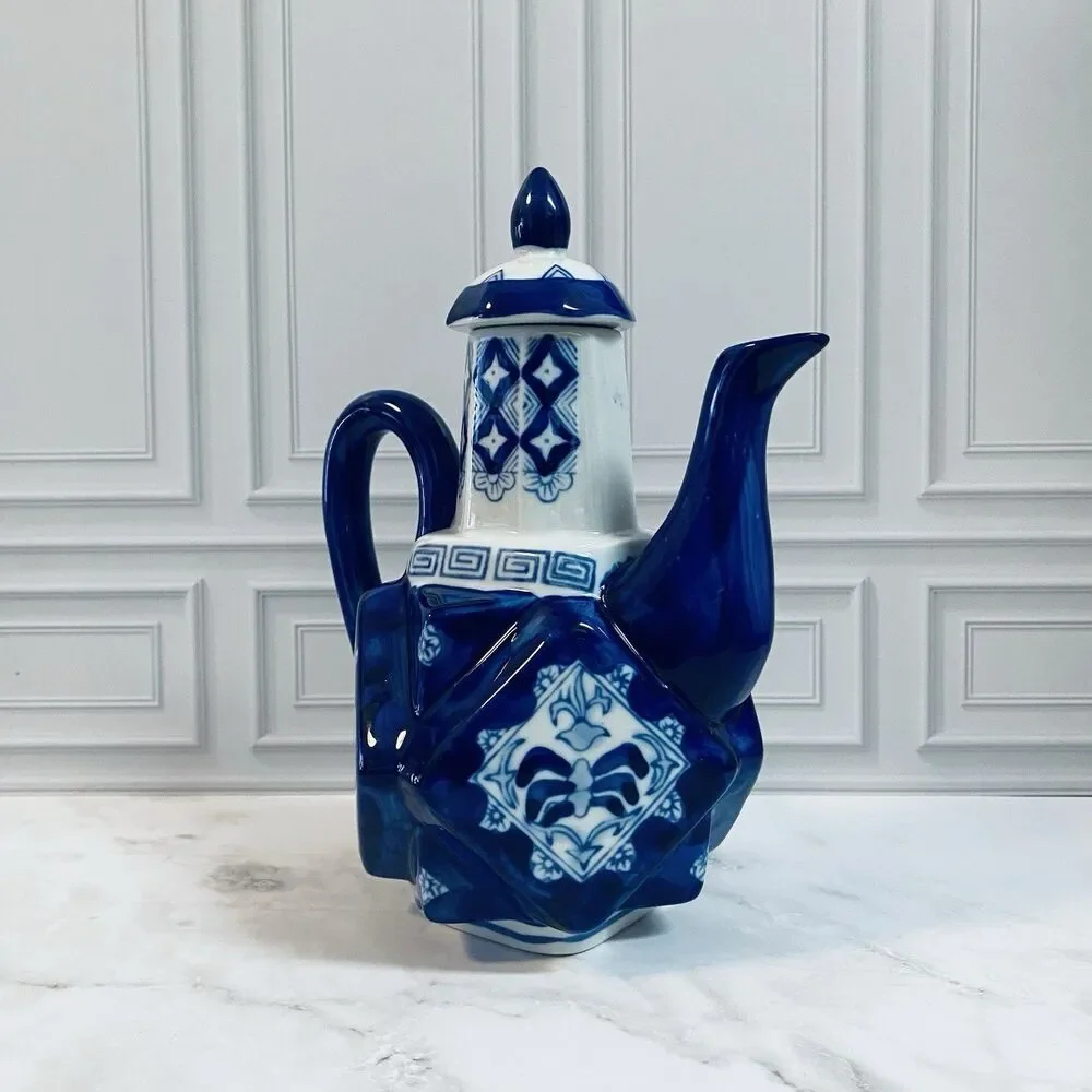 Blue And White Vintage Chinese Porcelain Teapot
